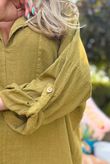 Sandbar Linen Blend Pop Over Shirt Olive